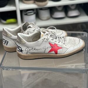 Golden Goose Ball Star Red Star and Silver heel tab size 45. Very good condition
